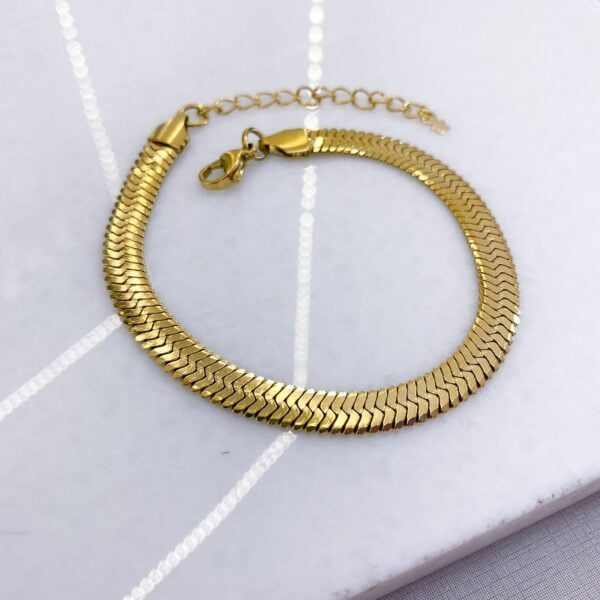 Pulseira malha 6 mm dourada – aço inoxidável
